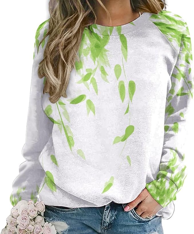Womens Long Sleeve Tops Y2k Japanese Art Print Sweatshirts Fall Pullover for Women Crewneck Vintage Shirts Boho Tops