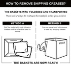 OIAHOMY Cube Storage Basket, 3-Pack Woven Cotton Rope Baskets for Storage, 11-Inch Cube Basket with Handles, Great for Shelves, Closets, Children's Toy Storage and Organization-White & Blue