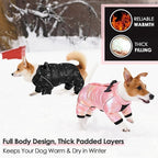 AOFITEE Dog Coat, Waterproof Dog Winter Jacket, Warm Fullbody Dogs Snowsuit, Winter Coat for Small Dogs, Zip Up Pet Puffer Jacket Fleece Vest, Outdoor Reflective Cold Weather Pet Coats, Pink L