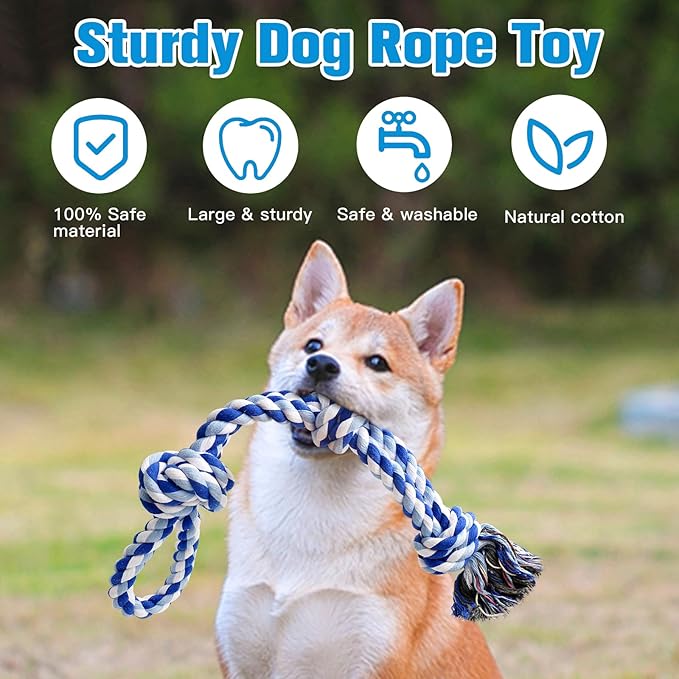 UPSKY Dog Rope Toys 2 Nearly Indestructible Dog Toys for Medium to Large Breed, Dental Cleaning Chew/ Tug Toy for Boredom, Dog Grinding Teeth for Aggressive Chewers