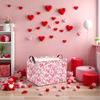 Rectangular Valentines Basket for Women Girls Storage Bin Organizer Box Shelf Room Decor(Romantic Hearts)