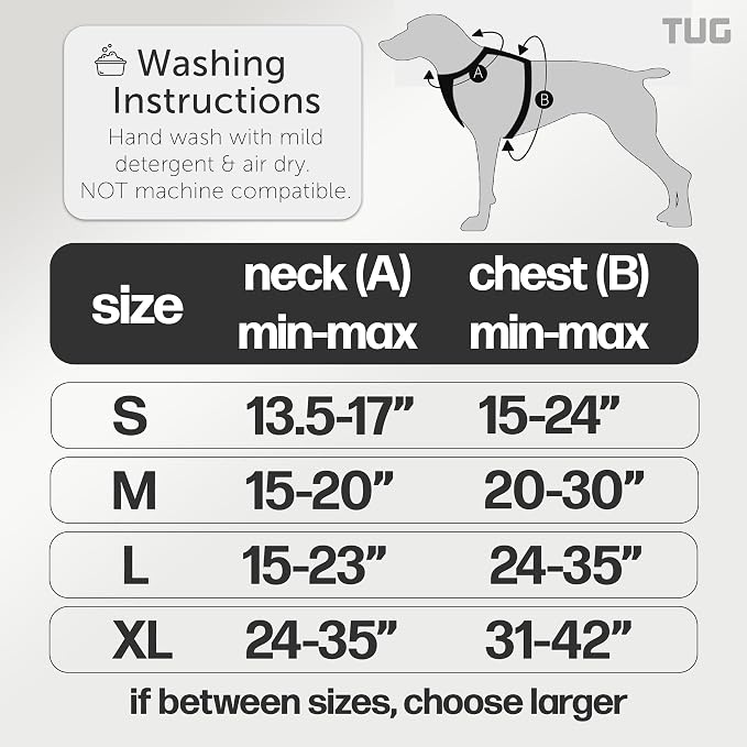 TUG Grab Dog Harness with Built-in Magnetic Traffic Leash (Large/Cream) | Padded Magnetic Traffic Handle | Dual Leash Clips | 4-Point Adjustable Fit | Durable Nylon