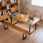 "Durable Solid Wood Top Bench with Sturdy Metal Legs – Versatile Dining & Office Seating - Multi-Size Options Ideal for Living Room, Dining Room, and Home Office" (dark yellowbench, 78.74in)