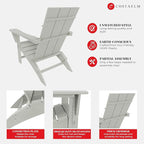 Costaelm Folding Adirondack Chairs, Outdoor Patio Adjustable Lawn Chairs, Weather Resistant Outside Firepit Chairs for Porch, Poolside, Garden, Backyard Deck, Sand