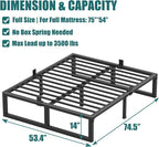 Full Size Bed Frame, 14 Inch Heavy Duty Support 3500 lbs Metal Platform, No Box Spring Needed/Noise Free/Non-Slip/Steel Slat Support/Easy Assembly