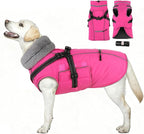 PETDSH Dog Coat Large, Built-in Harness Dog Jacket with Warm Fleece Lining, Waterproof Reflective Dogs Winter Coat, Pet Coats with Pocket and Trash Bags (Pink, X-Large)