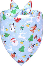Christmas Dog Bandana for Large Dogs - Reversible Santa Snowman Print Scarf - Soft, Quick-Dry Pet Neckwear for Holiday Photos & Gifts