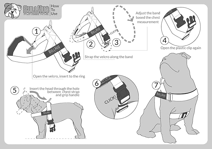 Adjustable Dog Harness– No Pull, No Choke – for English Bulldogs, French Bulldogs, Pugs & Broad-Chested Breeds – Easy, Safe Walks (BLUEWHITE, Medium)