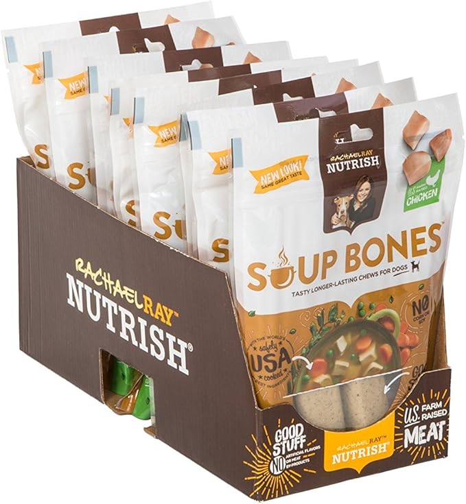 Nutrish Rachael Ray Soup Bones Dog Treats, Chicken & Veggies Flavor, 3 Bones (Pack of 8)