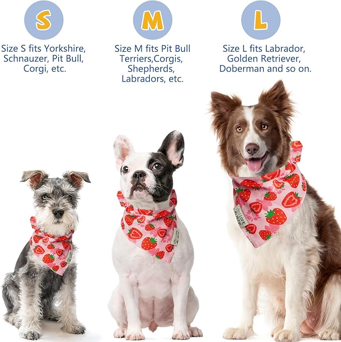 SCENEREAL Summer Dog Bandana, Double Side Dog Scarf for Small Medium Large Dogs Cats Puppy,Holiday Bandanas for Dogs Boys Girls, Premium & Soft Fabric Pet Accessories for Birthday Party Days, (Size M)