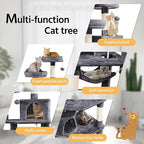Cat Tree, 68-Inch Cat Tower for Indoor Cats, Plush Multi-Level Cat Condo with 7 Scratching Posts, 2 Perches, 2 Caves, Hammock (Darkgray)