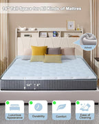 Queen Bed Frame, Velvet Upholstered LED Platform Bed with Headboard Storage, Queen Bed Built-in Charging Station with 4 Drawers, Wood Slat Support, No Box Spring Needed, Beige