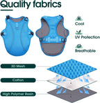 Kuoser Dog Cooling Vest Harness, Small Puppy Cooler Jacket with Adjustable Buckle for Outdoor Beach, Hiking, Training Blue S