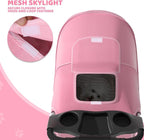 Magshion 3-Wheel Pet Stroller for Small/Medium Dog Cat, Up to 33lbs, Pink | Foldable Travel Jogger w/ Breathable Mesh Cover, Lightweight Design, Safety Tethers, Cup Holder & Storage Basket