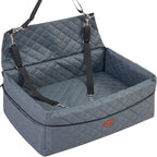 Dog Car Seat for Large/Medium Pet, Anti Slip Bottom Dogs Booster Seat for All Seasons,Pet Travel Bed with Thick Dog Sofa Cushion, Storage Pockets 2 Safety Leashes