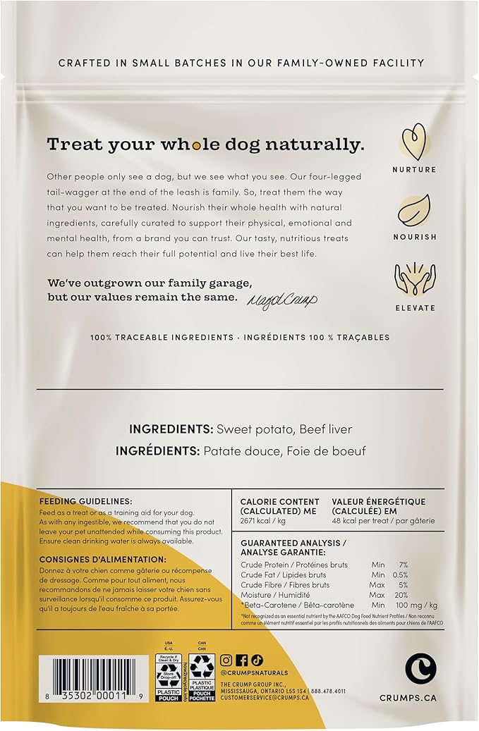 Crumps' Naturals Sweet Potato And Liver For Pets, 11.6-Ounce