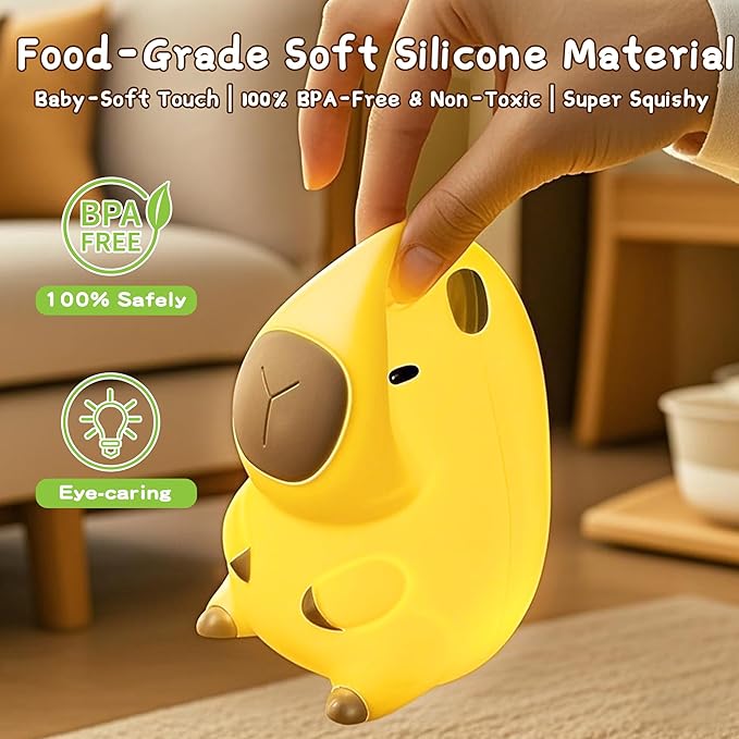 Cute Capybara Night Light, LED Squishy Novelty Animal Night Lamp,Dimmable/Timer Nursery Nightlight for Kids, Rechargeable Touch Bedside Lamp, Bedroom/Dorm Decor, Baby Boys Girls Christmas Gift