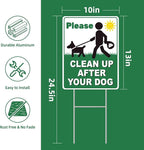 Clean UP After Your Dog Signs, 2-Pack 13"x10" Double-Sided H-Metal Stakes, Pick Up After Your Dog Sign for Yard, Please Clean Up After Your dog Sign