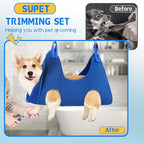 Supet Dog Grooming Hammock Harness for Dogs Cats, Relaxation Pet Nail Clipper Hammock, Restraint Dog & Small Animal Leashes Sling for Groomingk for Nail Trimming (Blue, XS)
