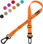 Plutus Pet Dog Seat Belt for Car, Adjustable Dog Car Harness with Carabiner Clip, Reflective Safety Dog Seatbelt Leash with Elastic Bungee, Orange