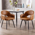 DUOMAY Swivel Dining Armchair Set of 2 PU Leather Upholstered Modern Accent Guest Chair for Home Office & Dining Room, Brown