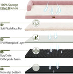XXL Dog Bed with Bolsters, Orthopedic Dog Beds for Extra Large Dogs, Waterproof Dogs Beds XLarge with Removable Washable Cover, Nonskid Bottom (XX-Large,Pink)