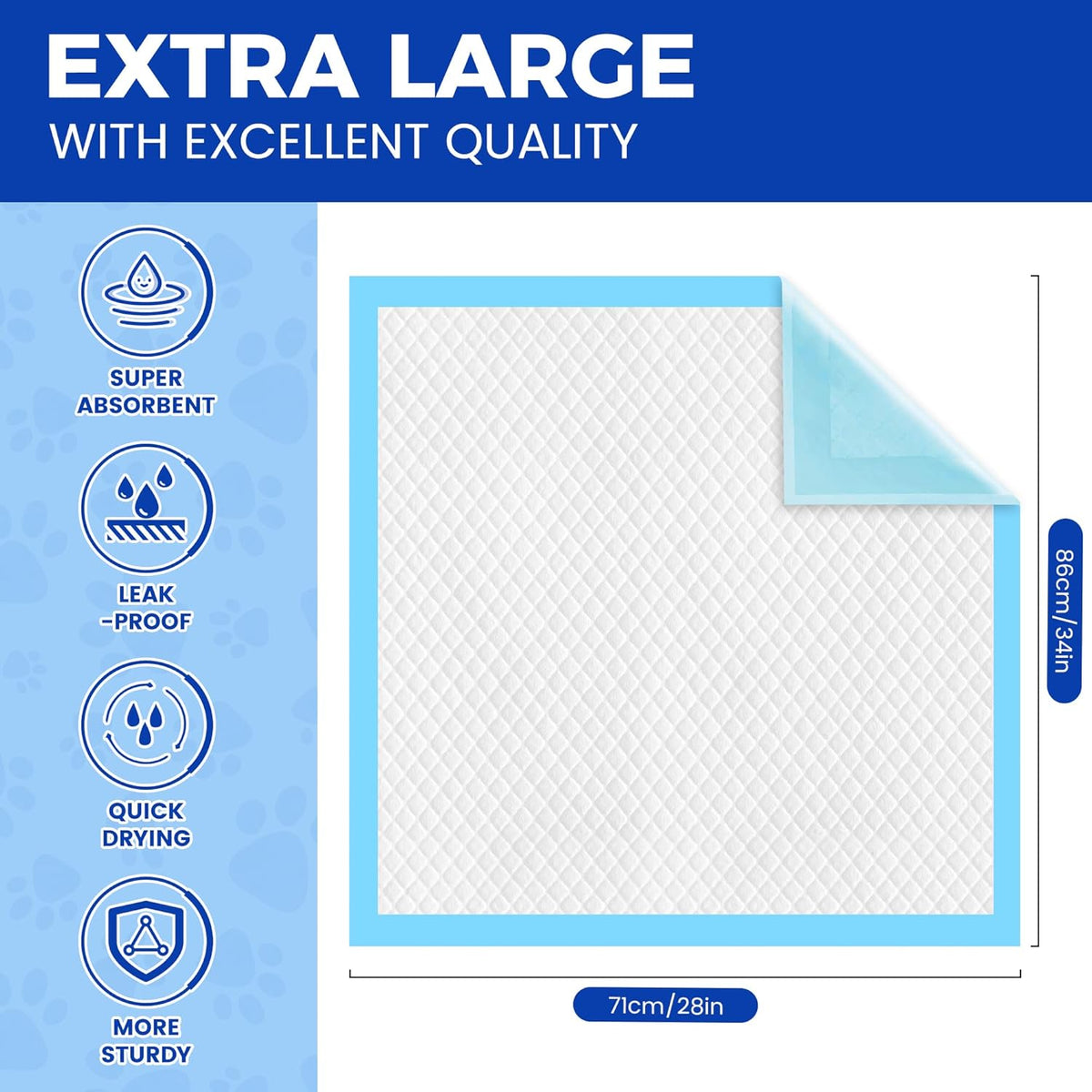 Dog Pee Pads Extra Large 28"x34" - 100 Pack Super Absorbent XLarge Puppy Pads 100 Count Leak-Proof Disposable XL Pet Potty Training Pads for Dogs, Puppies, Doggy