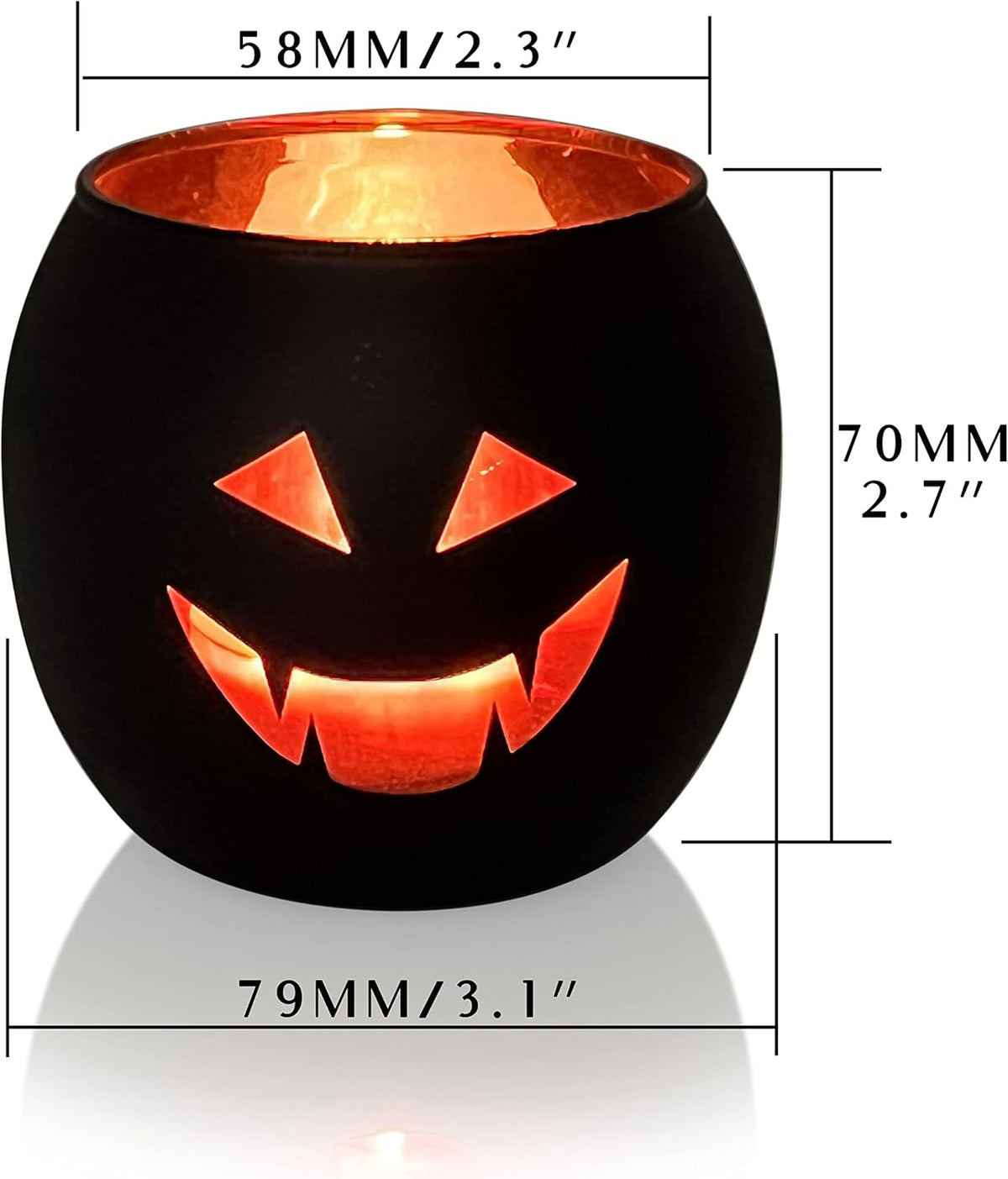 SHMILMH Halloween Table Centerpiece Candle Holders Set of 12, Black and Gold Glass Votive Holder with 6 Grimace, Tealight Holders Bulk for Halloween Party D?or