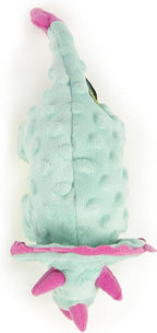 goDog Dinos Frills Squeaky Plush Dog Toy with Chew Guard Technology, Durable Fabric & Squeaker for Active Play, Teal, Small