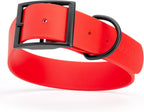 Dogline Biothane Waterproof Dog Collar Strong Coated Nylon Webbing with Black Hardware Odor- Proof for Easy Care Easy to Clean High Performance Fits Small Medium or Large Dogs, Cherry Red