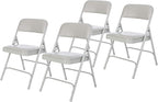 OEF Furnishings OEF1200 Series Premium Heavy Duty Vinyl Padded Folding Chairs, Commercial Grade 500 lb Capacity (4-Pack, Warm Gray)
