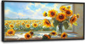 Large Sunflower Wall Art for Living Room, Framed Oversized Flower Field Wall Decor Nature Landscape Canvas Painting Modern Artwork for Living Room Bathroom Bedroom Office Dining Room 60"x30"
