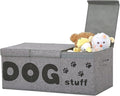 Qozary Dog Toy Storage Box - 3 Grids Large Dog Toy Basket and Storage Bin With Lid for Pet Supplies, Perfect To Keep Everything Organized