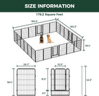 FXW Rollick Unleashed Dog Playpen for Indoor, Yard, RV Camping, 40 inch 24 Panels for Medium and Large Dogs, Black│Patented