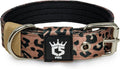 TSPRO Tactical Dog Collar 1.25 Inch Wide Thick Dog Collars with Heavy Duty Metal Buckle, Durable, Strong, Adjustable for Small Dogs (Leopard Print S)