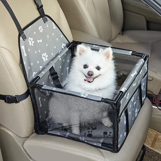 Dog Car Seats for Small and Medium Dogs,Portable Puppy/Pet Car Booster Seat with Clip-On Leash and Mesh Window for Pet Up to 20 lbs