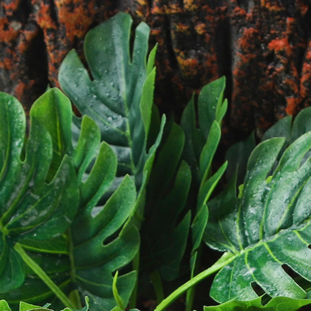 IBWell Reptile Plants - Tortoise Habitat Accessories, Artificial Spider Plant for Gecko, Ball Python, Terrarium Decor - Monstera