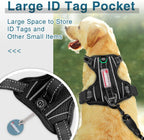 BARKBAY Dog Harness No Pull with ID Tag Pocket - Heavy Duty, Reflective, Easy Control for Large Dogs(Black,XL)