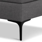 SIMPLIHOME Rebecca 36 inch Wide Mid Century Rectangular Coffee Table Storage Ottoman with Lift Up Lid in Slate Grey Polyester Linen Look, Assembled, for The Living Room, Entryway and Family Room