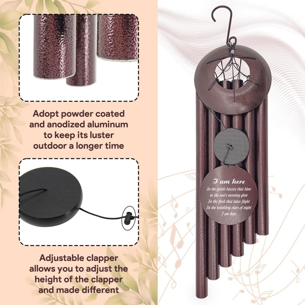 Personalized Sympathy Wind Chimes, Personalized Wind Chimes for Loss of Loved One, Commemorative Sympathy Gifts for Funerals, in Memory of Dad/Mom/Husband/Wife, Ship from US