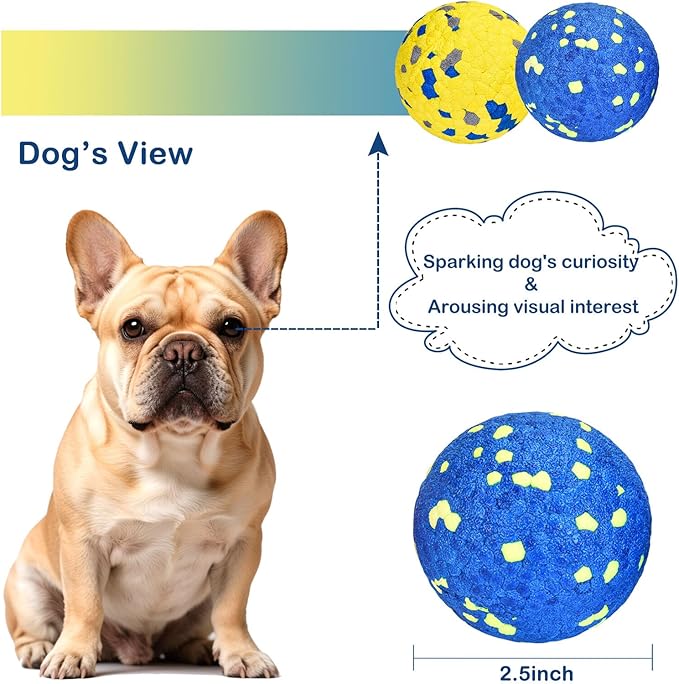 petizer 6 Pack 2.5’’ Dog Balls, Tough Dog Toys for Aggressive Chewers, Interactive Ball for Fetch Game, Lightweight Floating Toy, Durable Bouncy High Elasticity E-TPU Teething Chew Toys