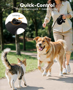 26ft Retractable Dog Leash, Heavy Duty Retractable Pet Leash with Poop Bag Holder, Anti-Slip Soft Grip, Reflective Dog Leashes for Medium Dogs Large Dogs up to 110 lbs(Black)