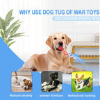 Dog Tree Tug of War Toy with Handles,Tethered Tug of War Outdoor Toy with Squeaky Self Play for Aggressive Chewers, Durable Bungee Cord with Chew Ball