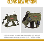 OneTigris Tactical Dog Harness, Full Body Harness with Handle for Large Dog | Heavy Duty Dog Vest for Hiking Training Outdoor Military 1000D Pullable Nylon, Service Vest with Hook & Loop Panels Green L