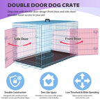 BestPet | Dog Crate | 30" | Blue | Foldable Metal Kennel with Double Doors, Secure Slide-Bolt Latches, Leakproof Tray | Portable Dog Cage for Small Breeds | for Travel, Indoor & Outdoor Use