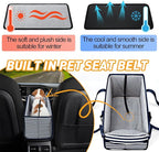 Portable Dog Car Seat for Small Dogs - Adjustable Safety Leash, Washable Cushion & Storage Pocket - Pet Booster Seat for Car Travel- Blue Stripes
