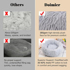 Calming Donut Dog Bed Medium Size Dog - Washable Removable Cover Non-Slip Bottom, Round Pet Bed Cat Bed Warming Fluffy Plush Faux Fur Anti-Anxiety, Fits up to 45 lbs (Light Grey, 30")