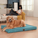 Outdoor Dog Bed for Medium Dogs, Waterproof Dog Crate Bed for Puppy Beds, Orthopedic Egg Crate Foam Pet Bed with Washable and Removable Oxford Cover, Light Blue