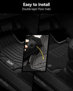 3W Floor Mats with Carpet & Cargo Liner for Tesla Cybertruck 2023 2024 2025 2026, All Weather Waterproof Heavy Duty Accessories Custom Fit Automotive Double Layer Floor Liners & Sub Storage Trunk Mat