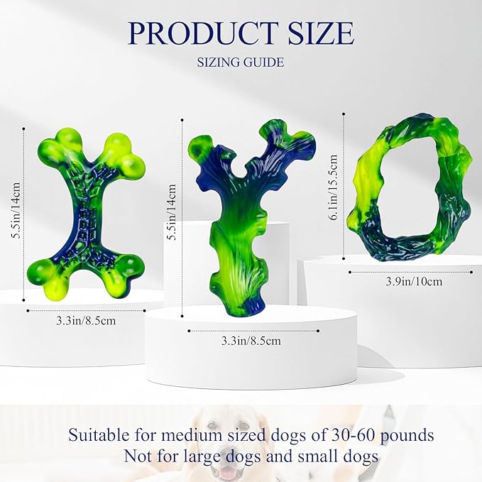 6-Pack Indestructible Dog Toys for Large Breed: Dog Toys for Aggressive Chewers, Durable Nylon Bone for Large Dogs, Dog, Peanut Butter Flavor